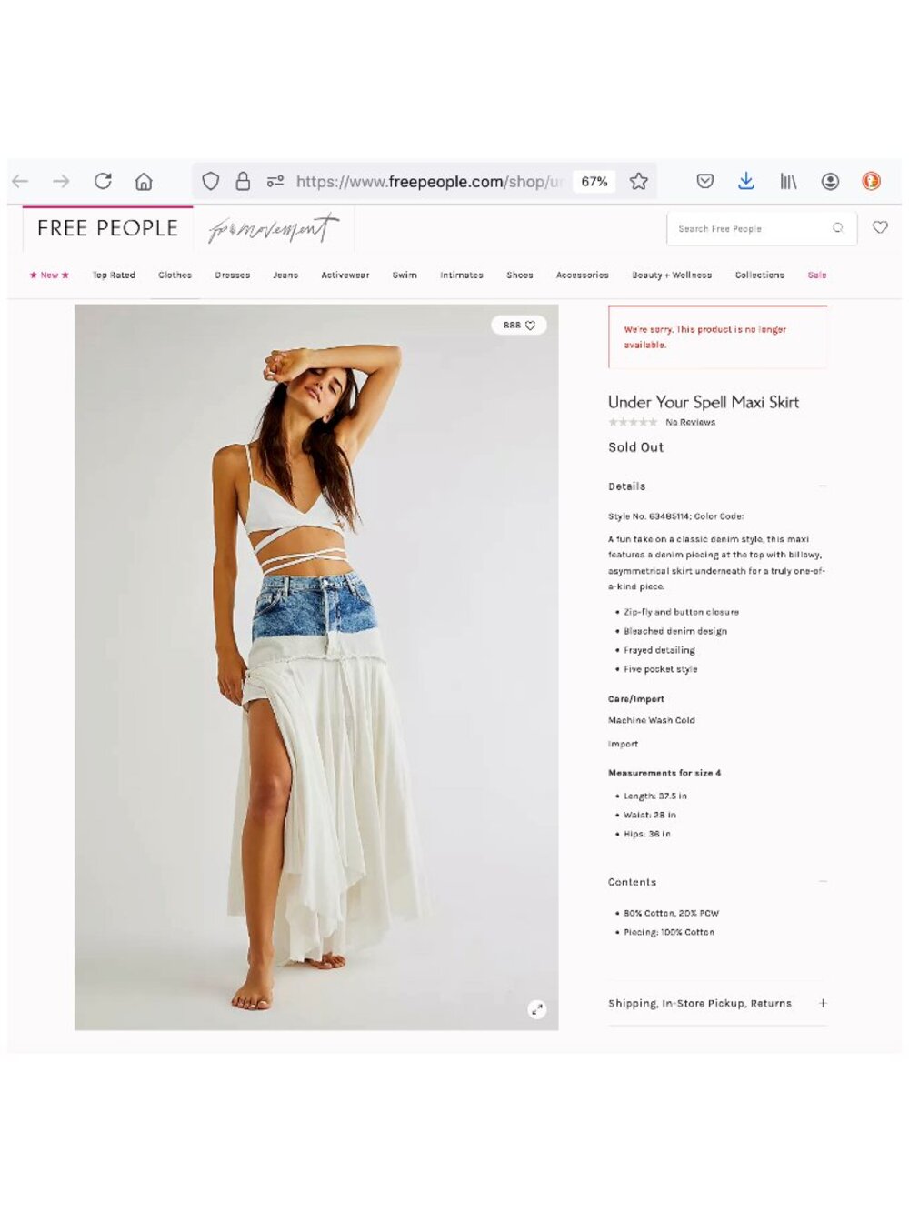 NWT Rare Free People Under Your Spell Maxi Skirt Sz 6 - Picture 12 of 15